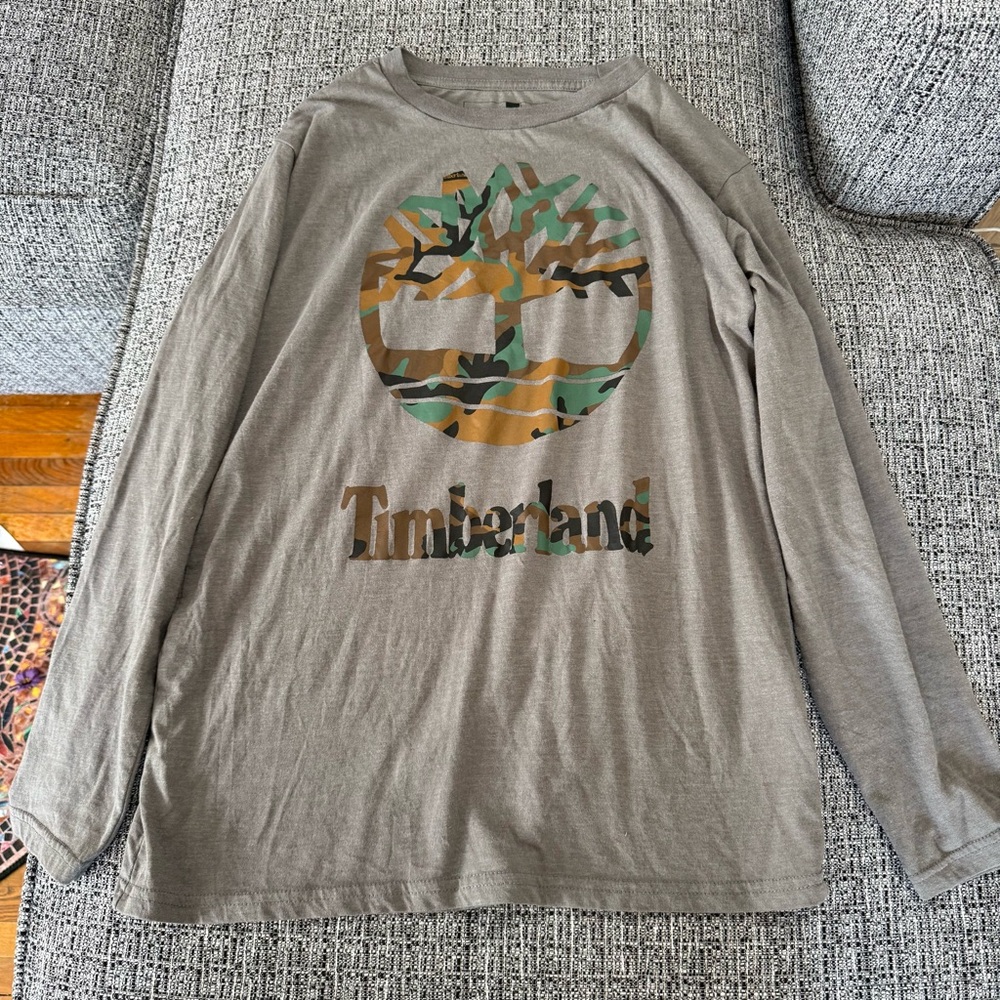 Timberland Gray Long Sleeve with Camouflage Logo